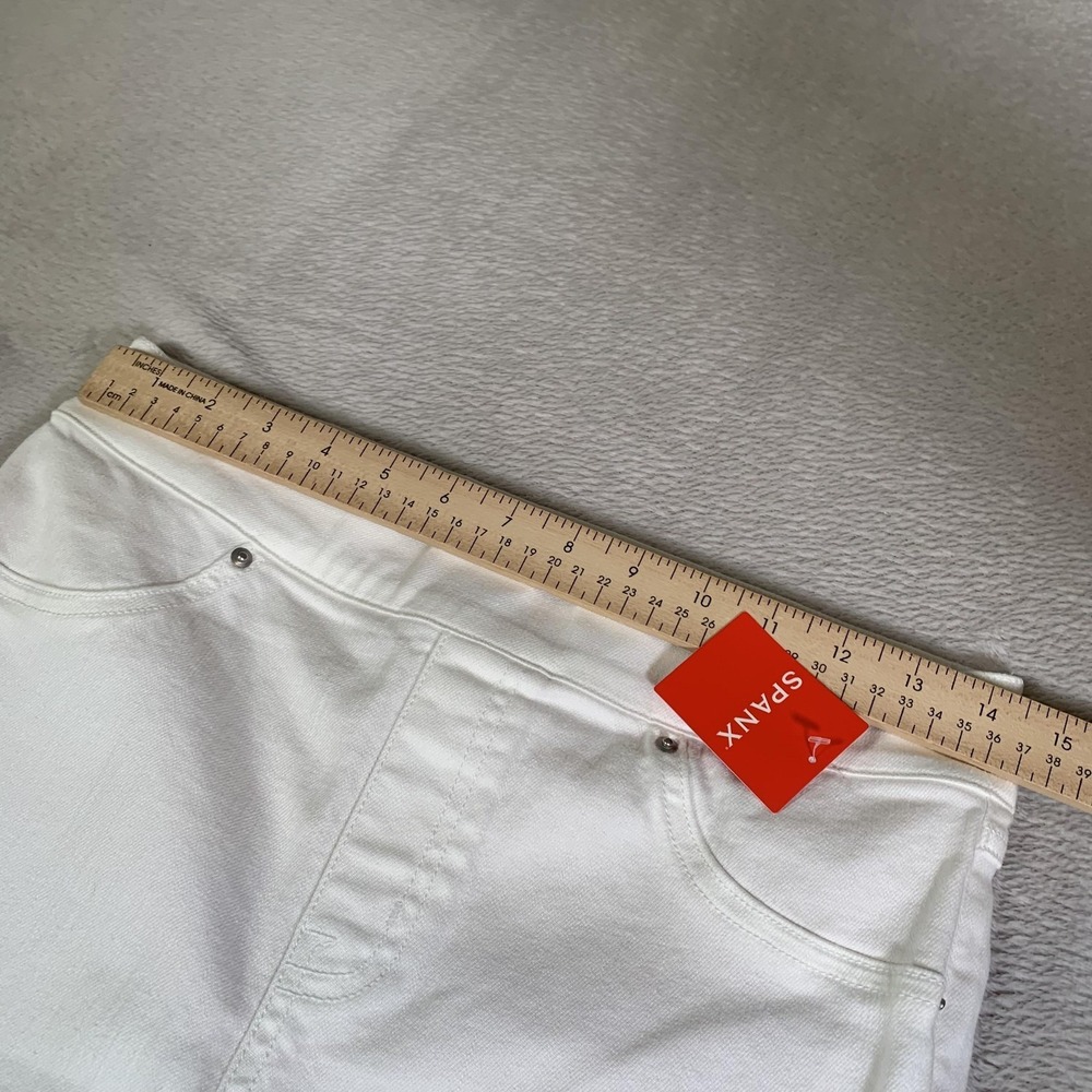 Spanx Distressed Skinny Jeans Womens Medium White Mid Rise Shaping Stretch NEW - Picture 7 of 16